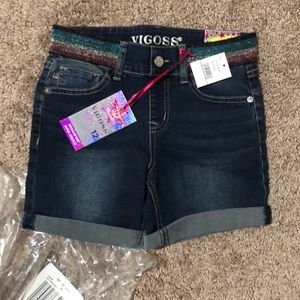 NWT Denim Shorts w/Rainbow Beltline